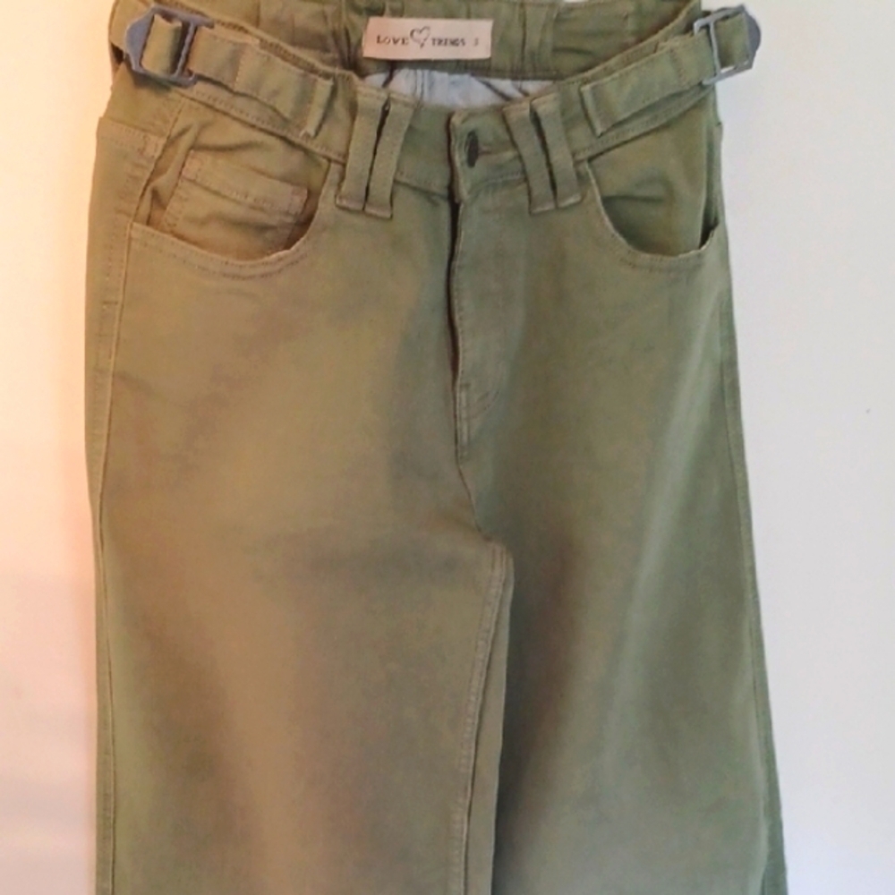 love trends Olive Green Wide-Leg Jeans, 3